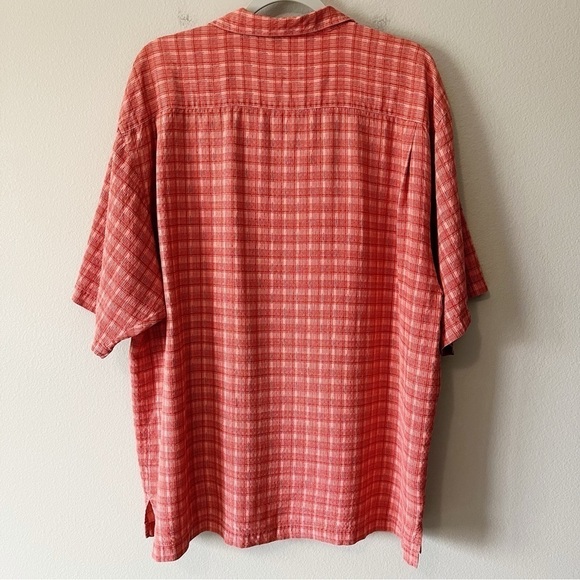 Tommy Bahama Men’s 100% Silk Coral Plaid Short Sleeve Button Front Shirt XL - Picture 5 of 7